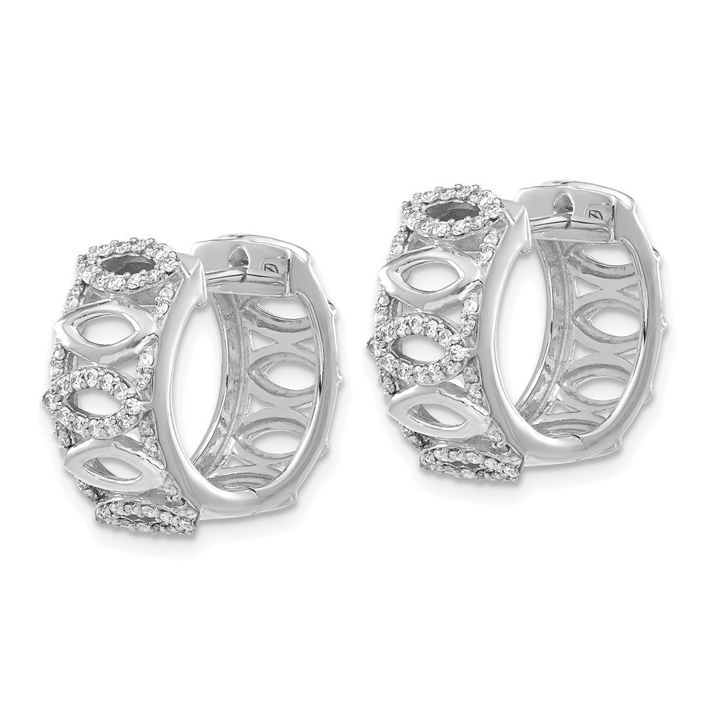 14K Weißgold Creolen mit echten Diamanten, Fancy-Design