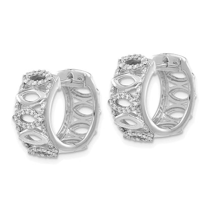 14K Weißgold Creolen mit echten Diamanten, Fancy-Design