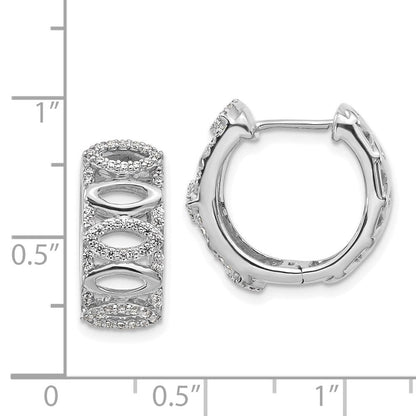 14K Weißgold Creolen mit echten Diamanten, Fancy-Design