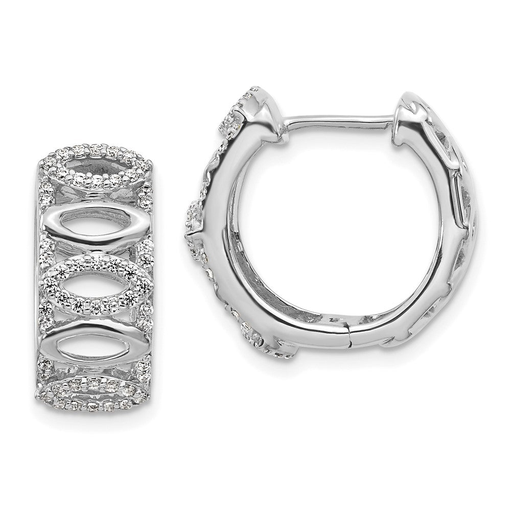14K Weißgold Creolen mit echten Diamanten, Fancy-Design