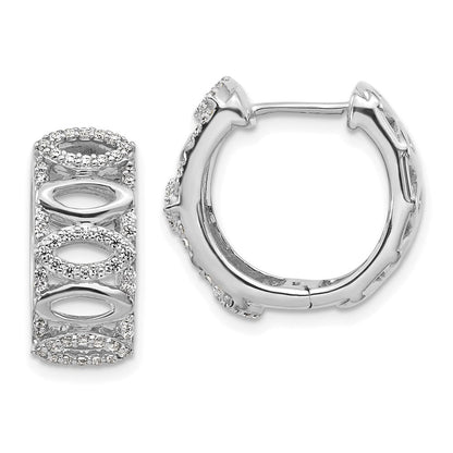 14K Weißgold Creolen mit echten Diamanten, Fancy-Design