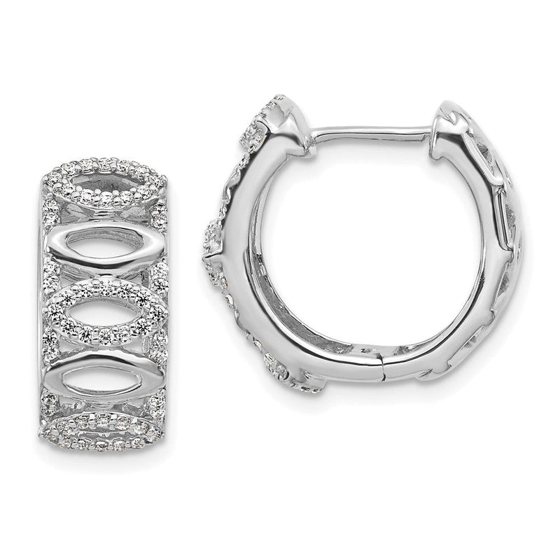 14K Weißgold Creolen mit echten Diamanten, Fancy-Design