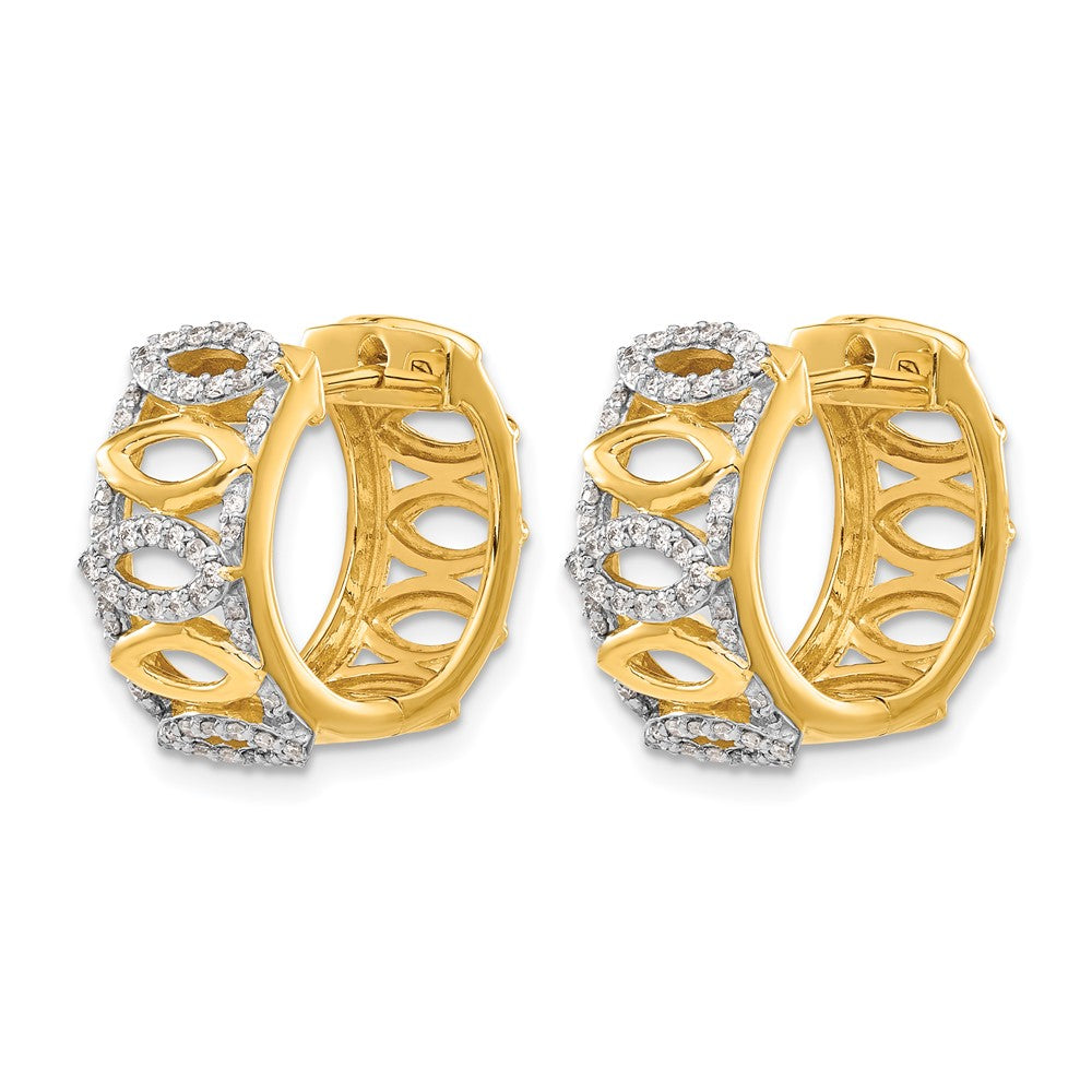 14K Gelbgold Creolen mit echten Diamanten, Fancy-Design