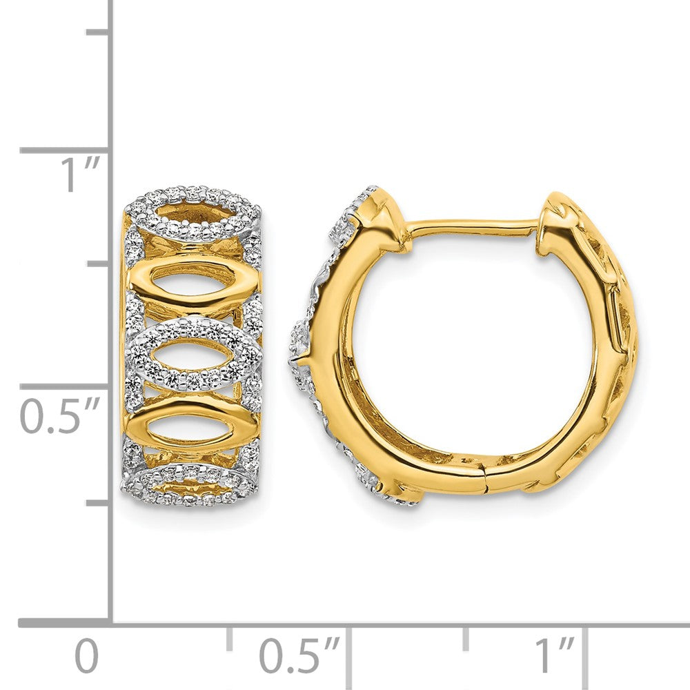 14K Gelbgold Creolen mit echten Diamanten, Fancy-Design