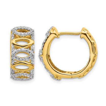 14K Gelbgold Creolen mit echten Diamanten, Fancy-Design