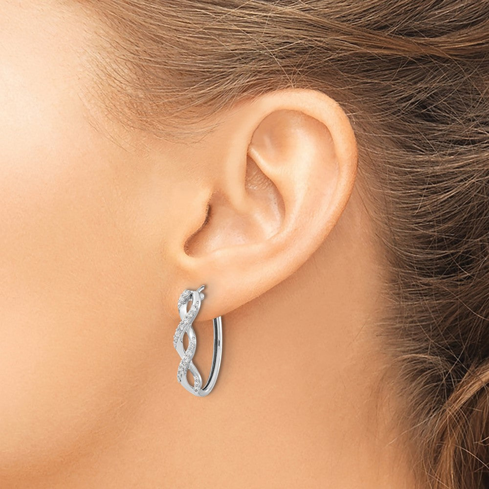 14K Weißgold Diamant-Fantasie-Ohrringe, echte Diamanten