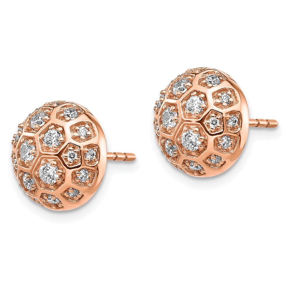 14K Roségold Ohrringe mit echten Diamanten im Honigwaben-Design