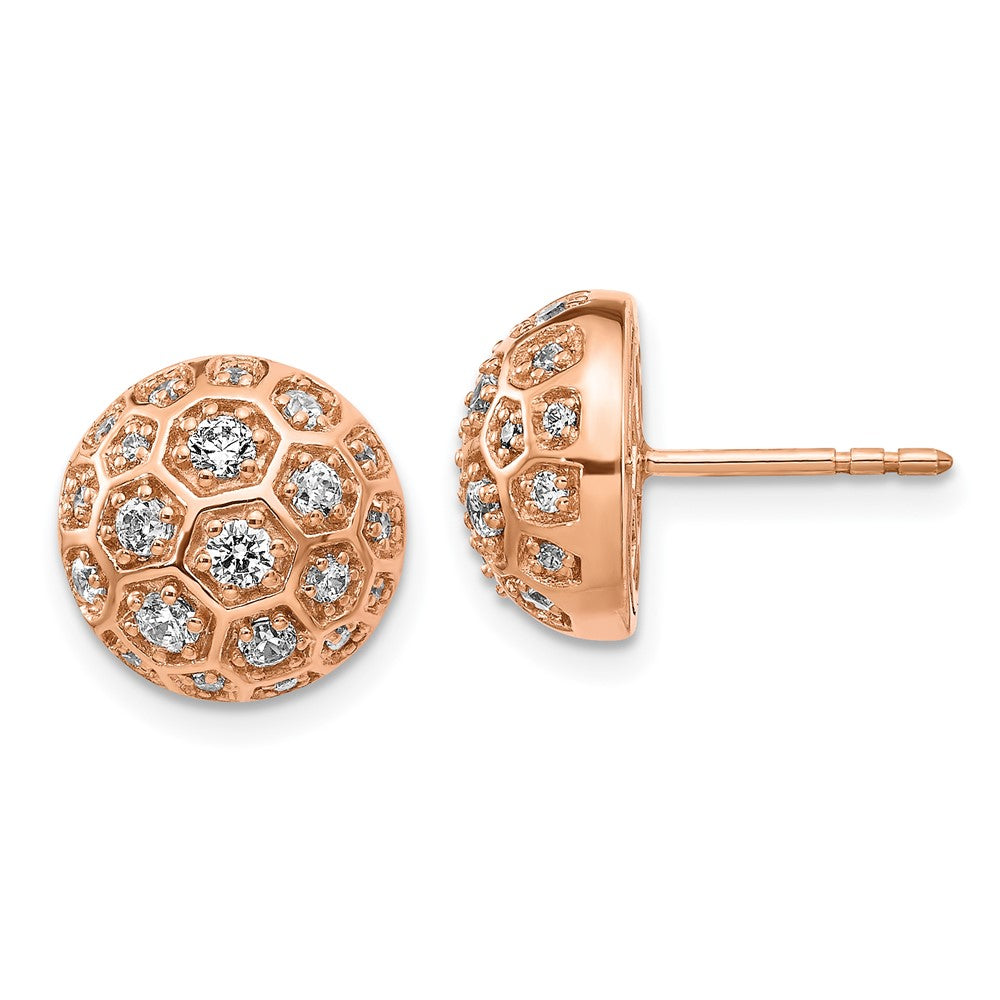 14K Roségold Ohrringe mit echten Diamanten im Honigwaben-Design