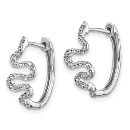 14K Weißgold Creolen mit echten Diamanten, Fancy-Design