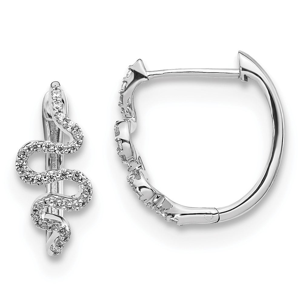 14K Weißgold Creolen mit echten Diamanten, Fancy-Design