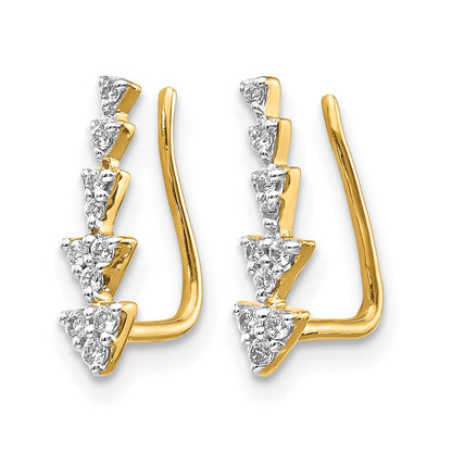 14K Gelbgold Ohrringe mit echten Diamanten, Ear Climber