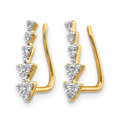 14K Gelbgold Ohrringe mit echten Diamanten, Ear Climber