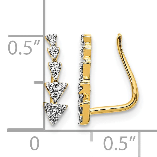 14K Gelbgold Ohrringe mit echten Diamanten, Ear Climber