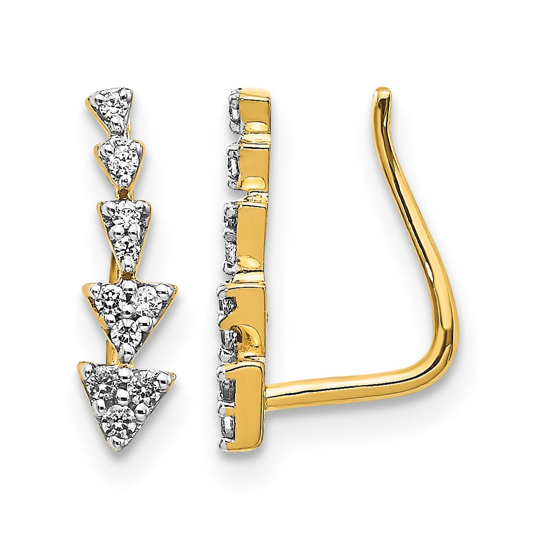 14K Gelbgold Ohrringe mit echten Diamanten, Ear Climber