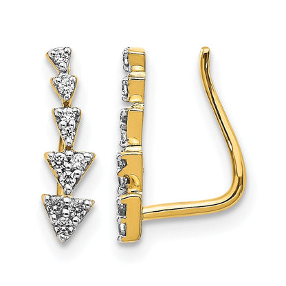 14K Gelbgold Ohrringe mit echten Diamanten, Ear Climber