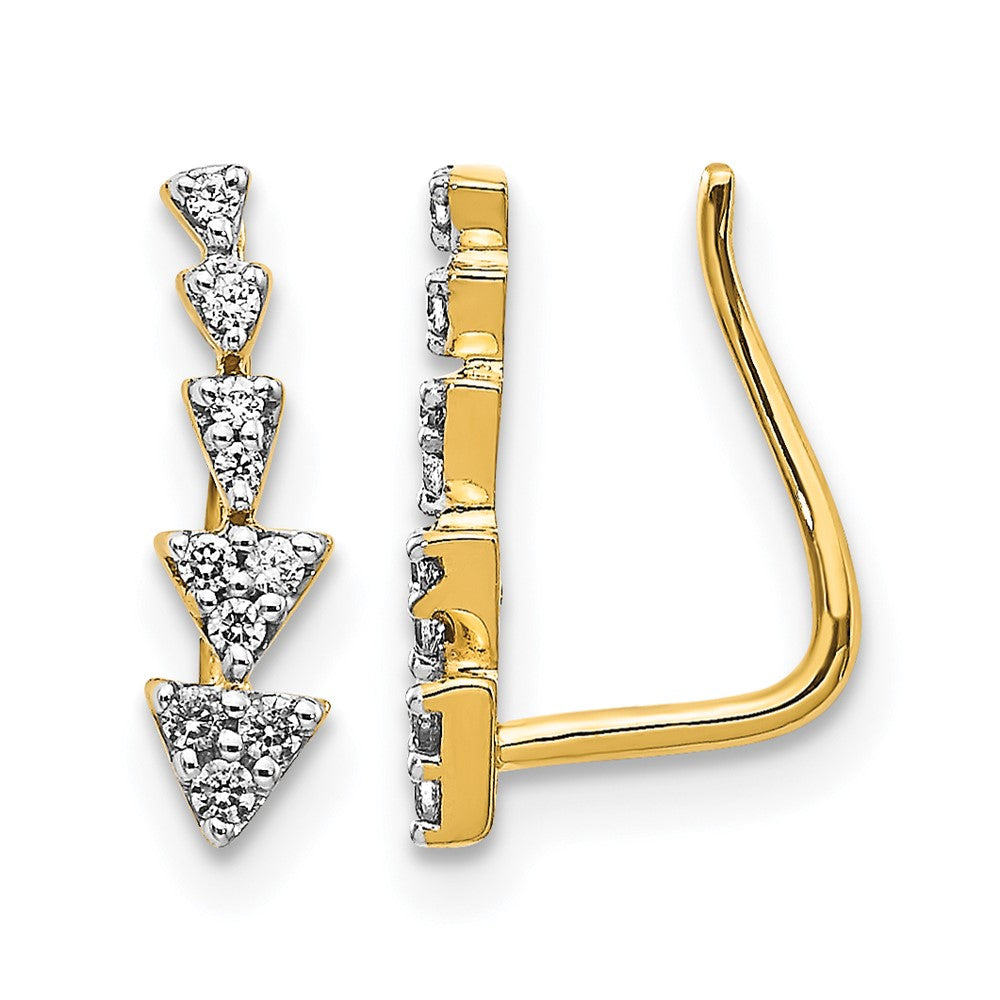 14K Gelbgold Ohrringe mit echten Diamanten, Ear Climber