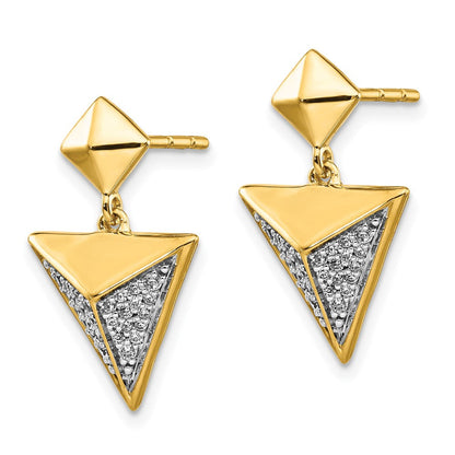 14K Gelbgold Ohrringe mit echten Diamanten, Fantasie-Design