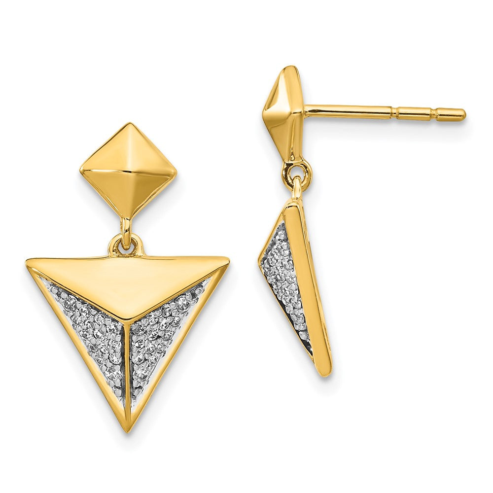 14K Gelbgold Ohrringe mit echten Diamanten, Fantasie-Design