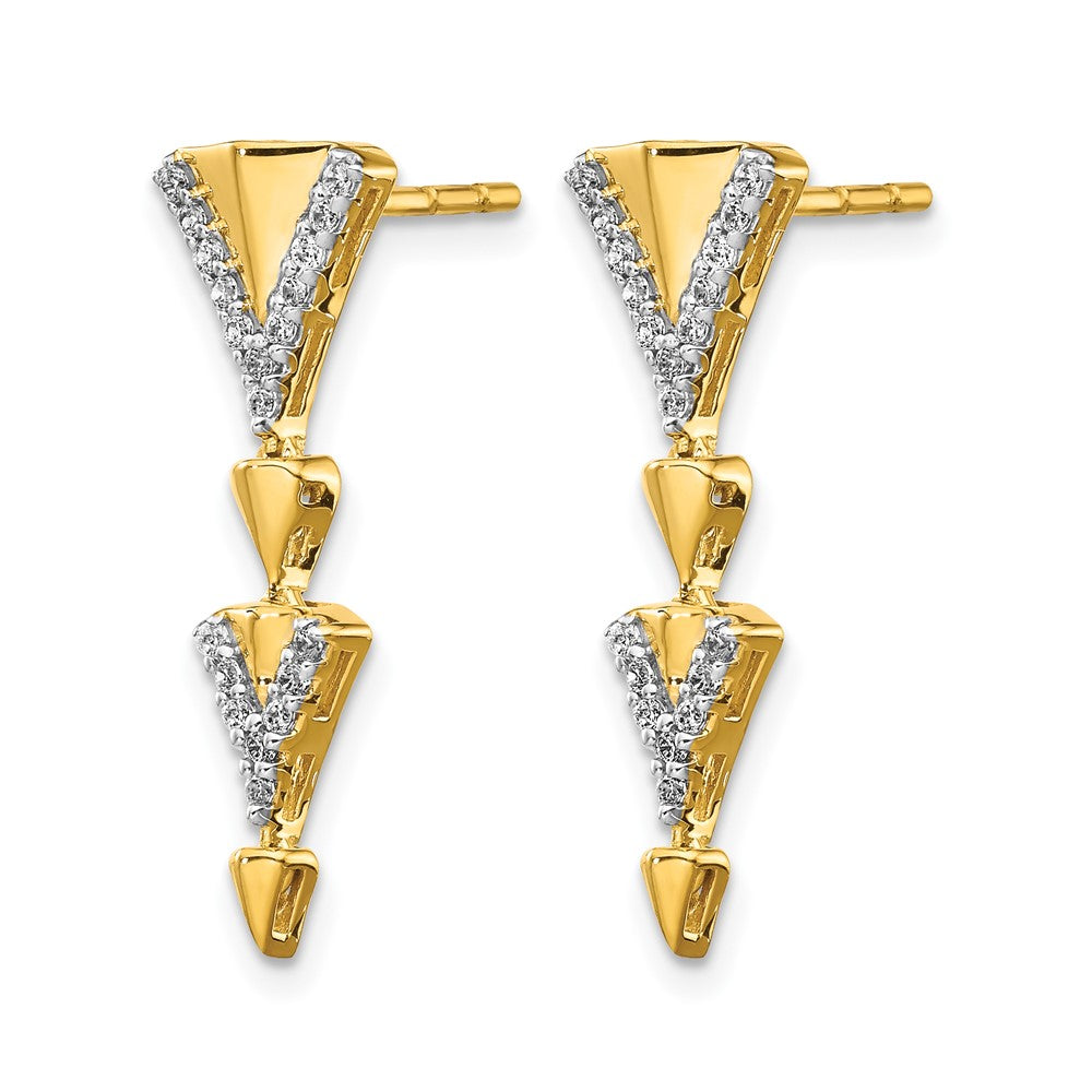 14K Gelbgold Ohrhänger mit echten Diamanten und Fancy-Stecker
