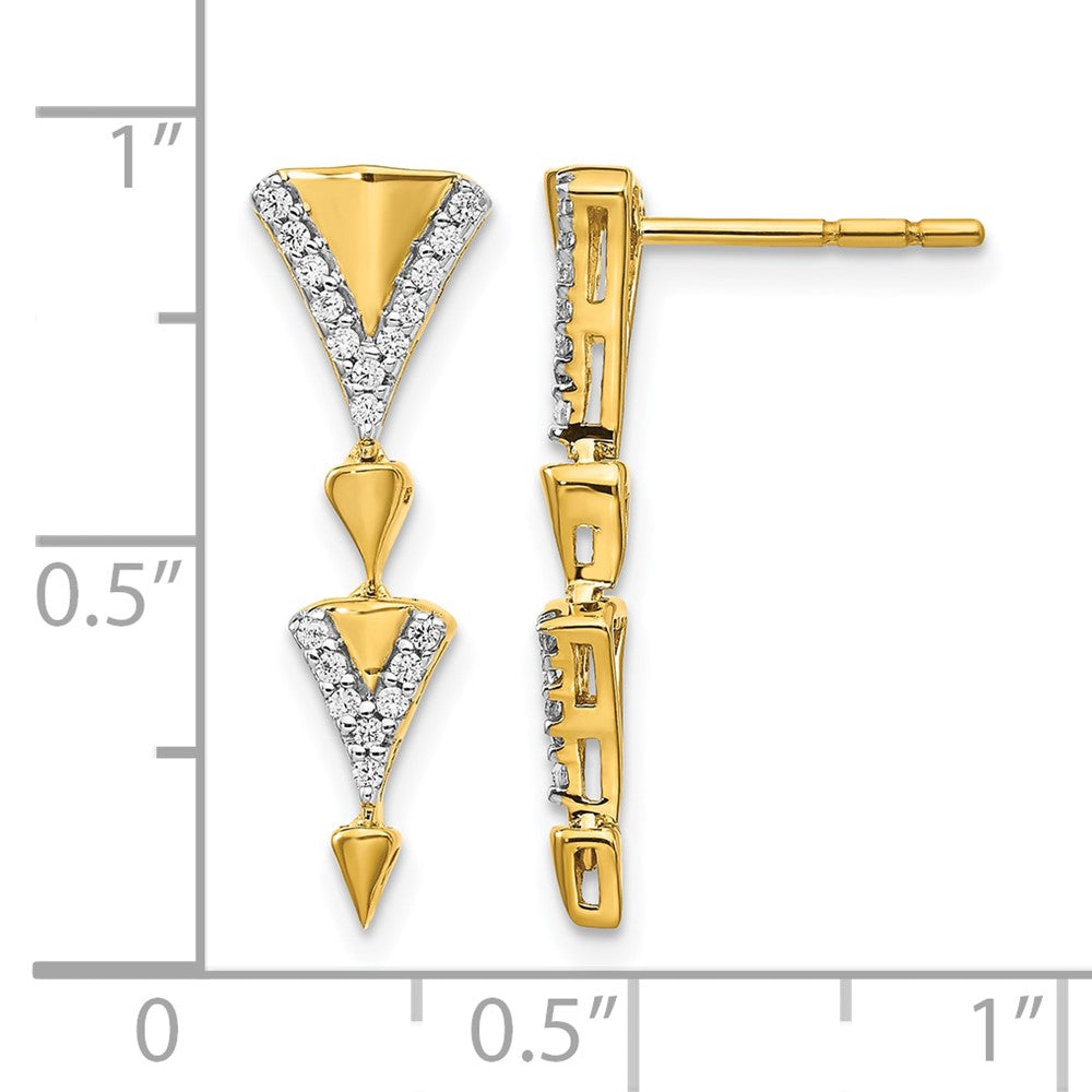 14K Gelbgold Ohrhänger mit echten Diamanten und Fancy-Stecker