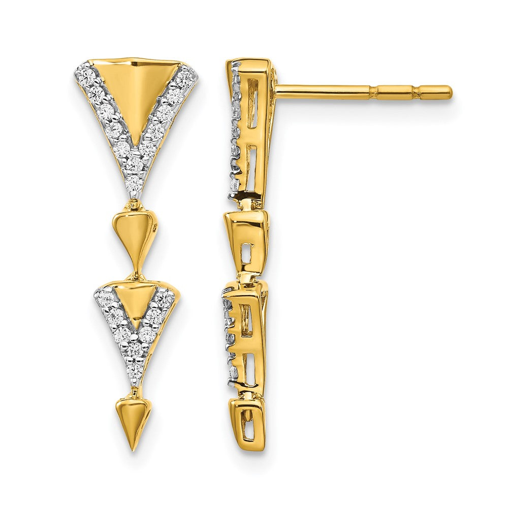 14K Gelbgold Ohrhänger mit echten Diamanten und Fancy-Stecker