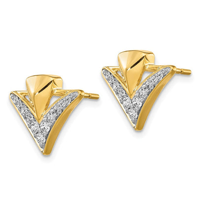 14K Gelbgold Damen-Ohrstecker mit echten Diamanten, Fancy-Fassung