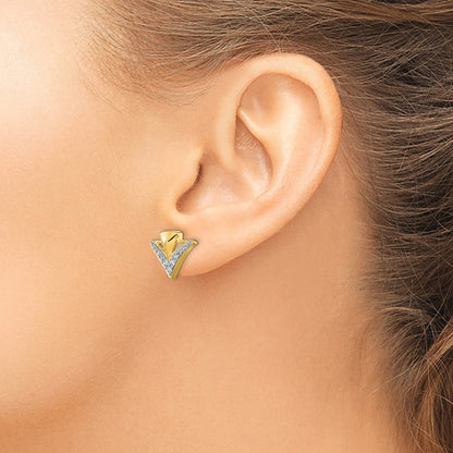 14K Gelbgold Damen-Ohrstecker mit echten Diamanten, Fancy-Fassung