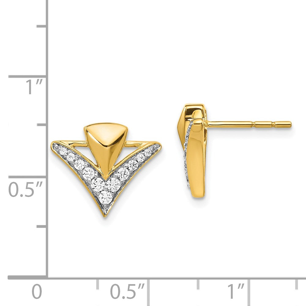 14K Gelbgold Damen-Ohrstecker mit echten Diamanten, Fancy-Fassung