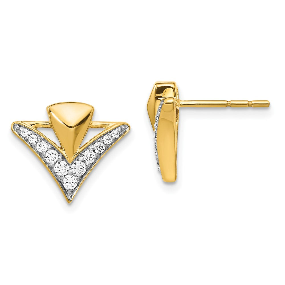 14K Gelbgold Damen-Ohrstecker mit echten Diamanten, Fancy-Fassung