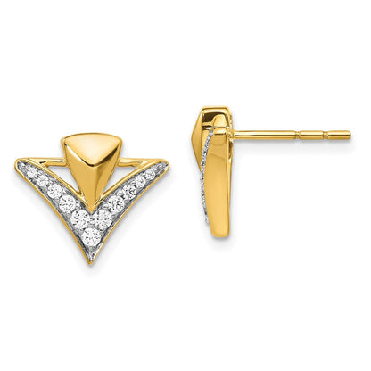 14K Gelbgold Damen-Ohrstecker mit echten Diamanten, Fancy-Fassung