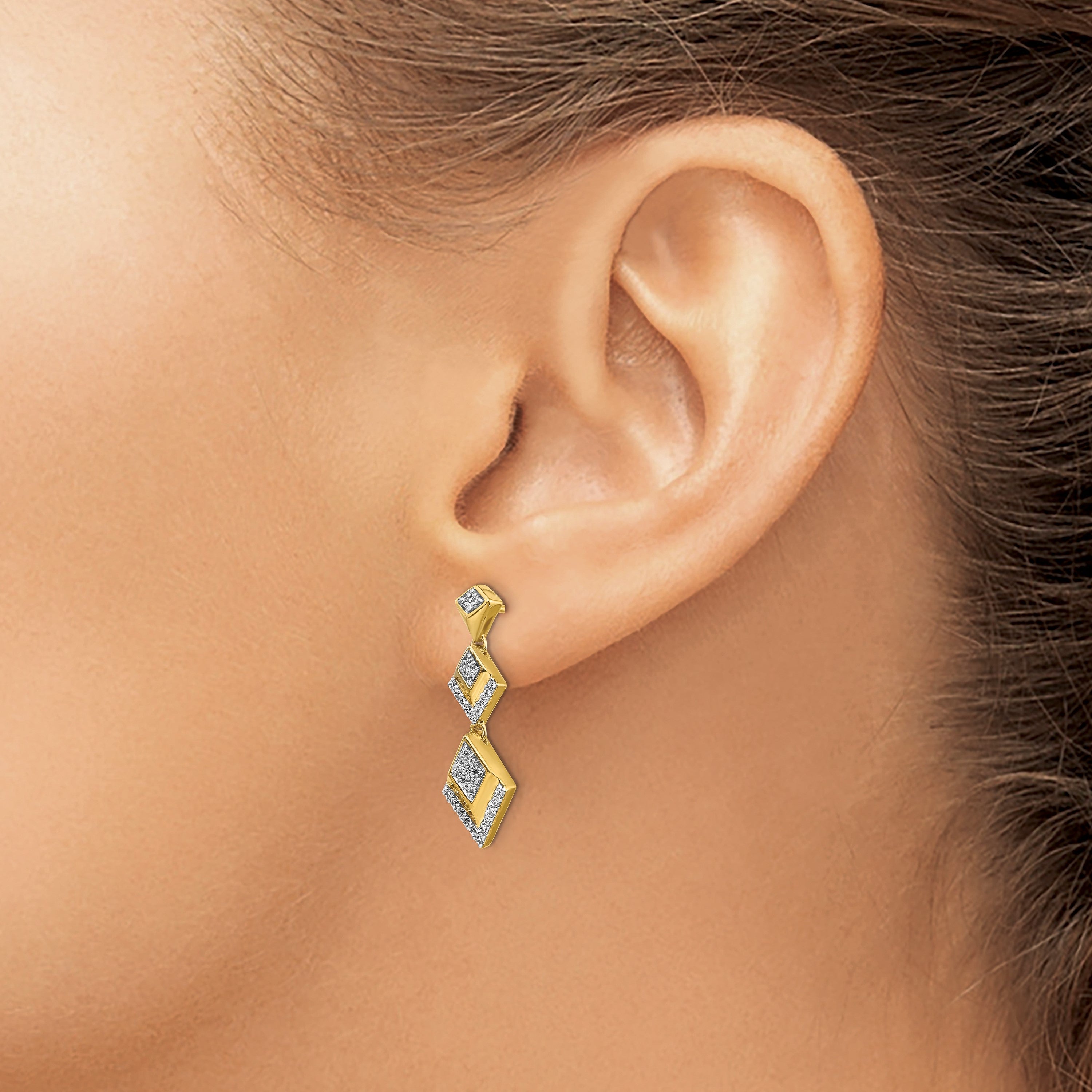 14K Gelbgold Diamant-Ohrhänger mit ausgefallener Fassung