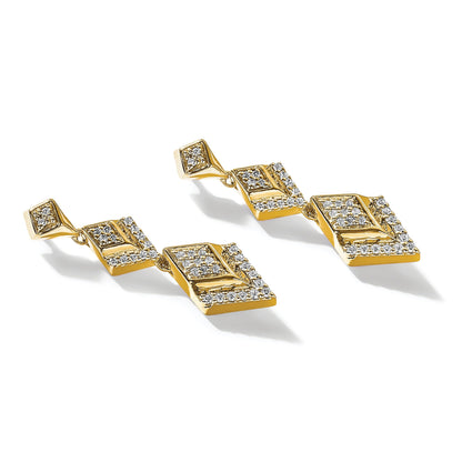 14K Gelbgold Diamant-Ohrhänger mit ausgefallener Fassung