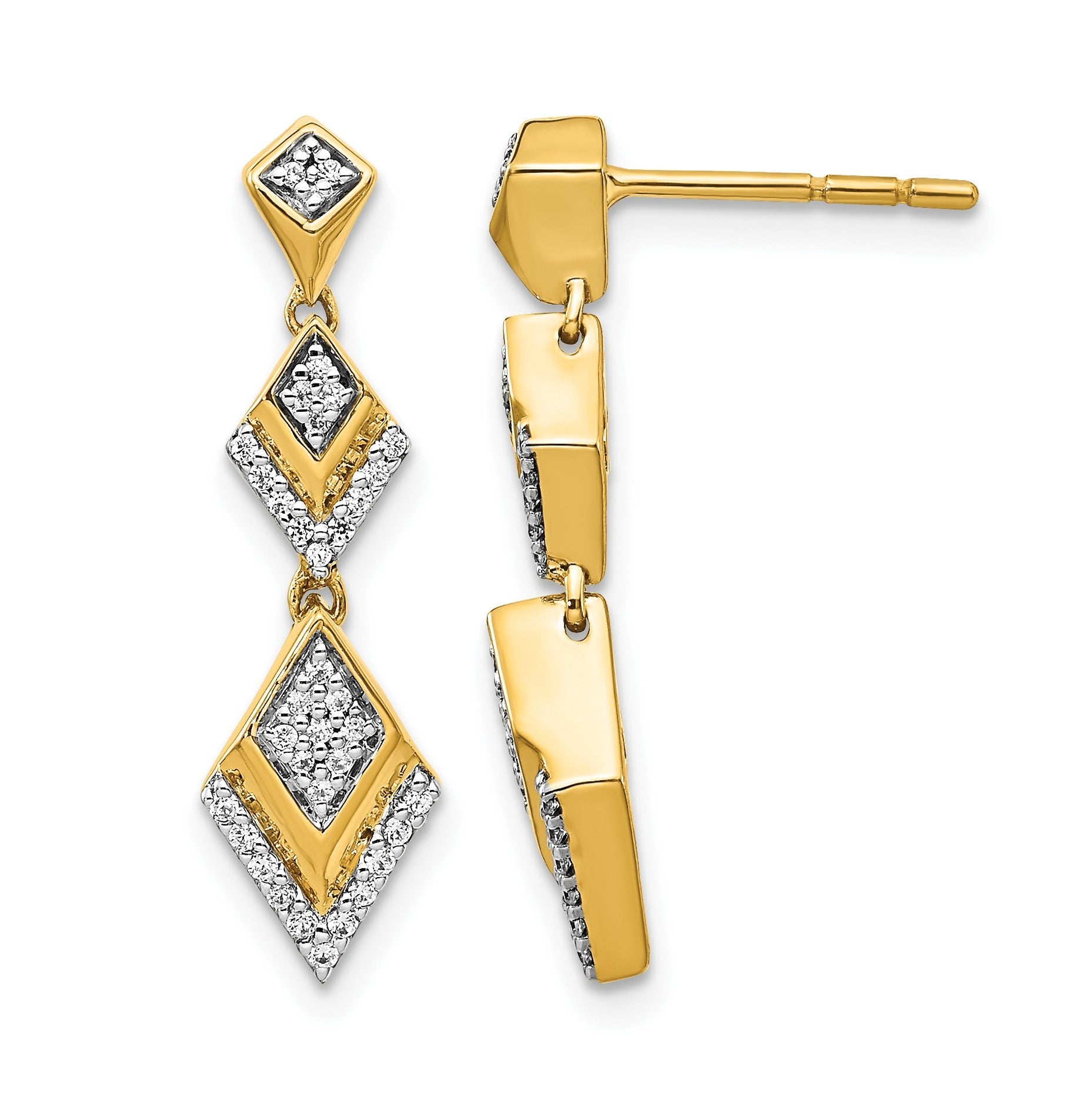 14K Gelbgold Diamant-Ohrhänger mit ausgefallener Fassung