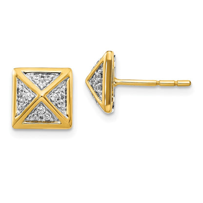 14K Gelbgold Diamant-Fantasie-Ohrringe (echte Diamanten)