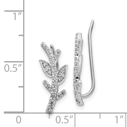 14K Weißgold Ohrringe mit echten Diamanten in Blatt- und Zweig-Design
