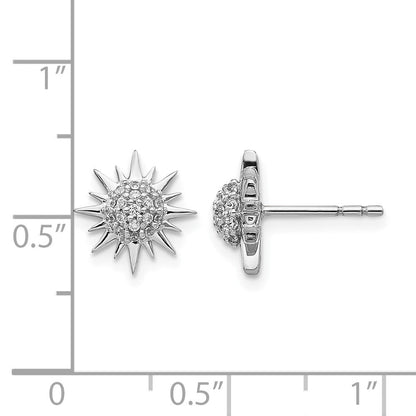 14K Weißgold Ohrringe mit echten Diamanten in Sonnen-Design
