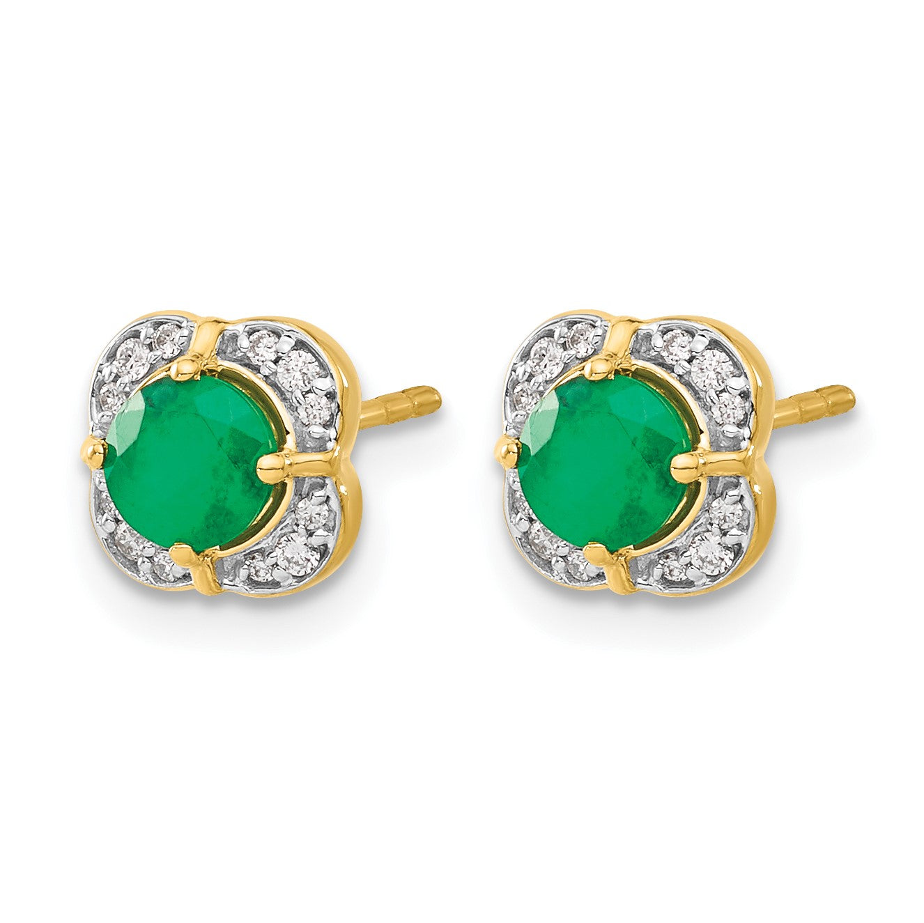 Ausgefallene Ohrringe aus 14K Gelbgold mit echten Diamanten und Smaragden
