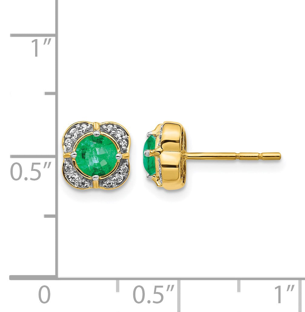 Ausgefallene Ohrringe aus 14K Gelbgold mit echten Diamanten und Smaragden