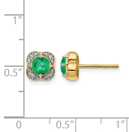 Ausgefallene Ohrringe aus 14K Gelbgold mit echten Diamanten und Smaragden