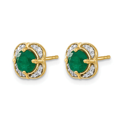 14K Gelbgold Ohrringe mit echten Diamanten und Smaragden im Fantasie-Design