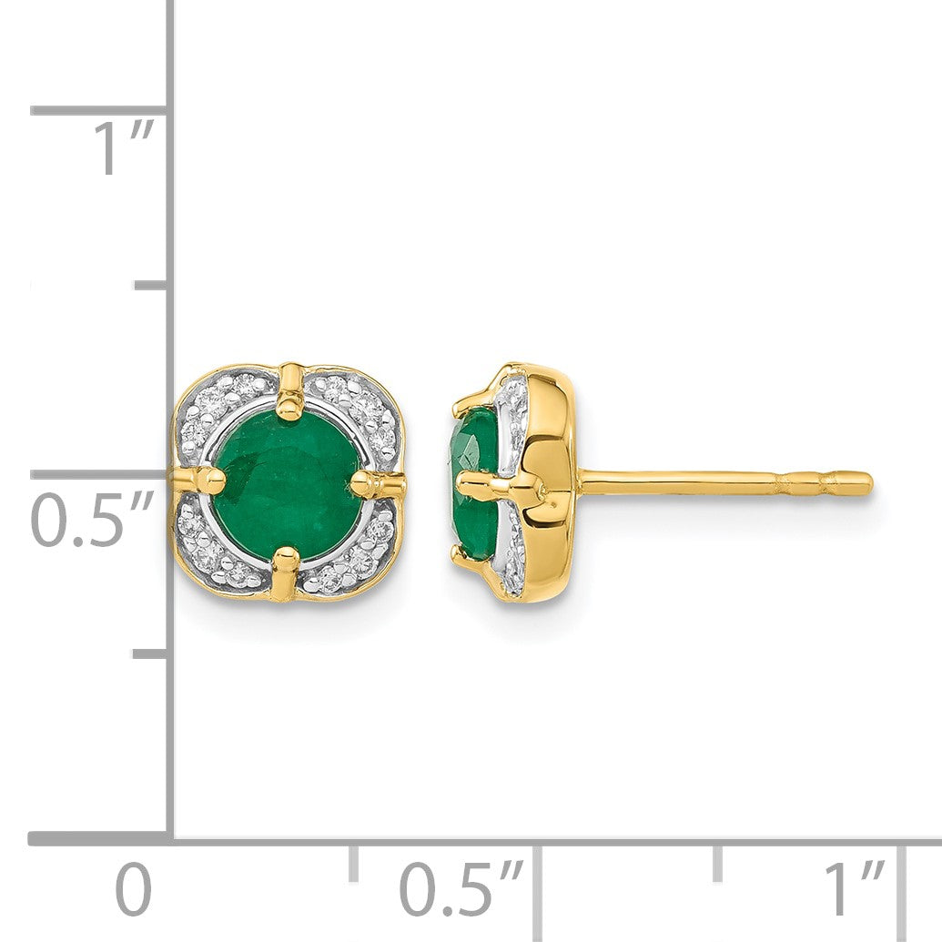 14K Gelbgold Ohrringe mit echten Diamanten und Smaragden im Fantasie-Design