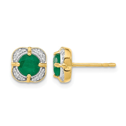 14K Gelbgold Ohrringe mit echten Diamanten und Smaragden im Fantasie-Design