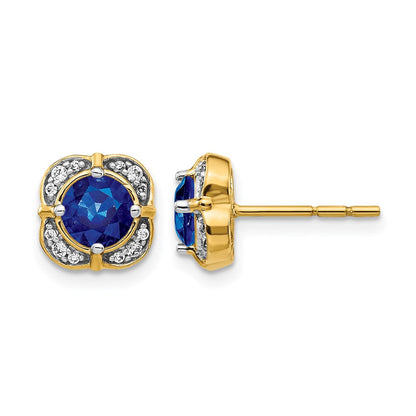 14K Gelbgold Fantasie-Ohrringe mit echten Diamanten und Saphiren