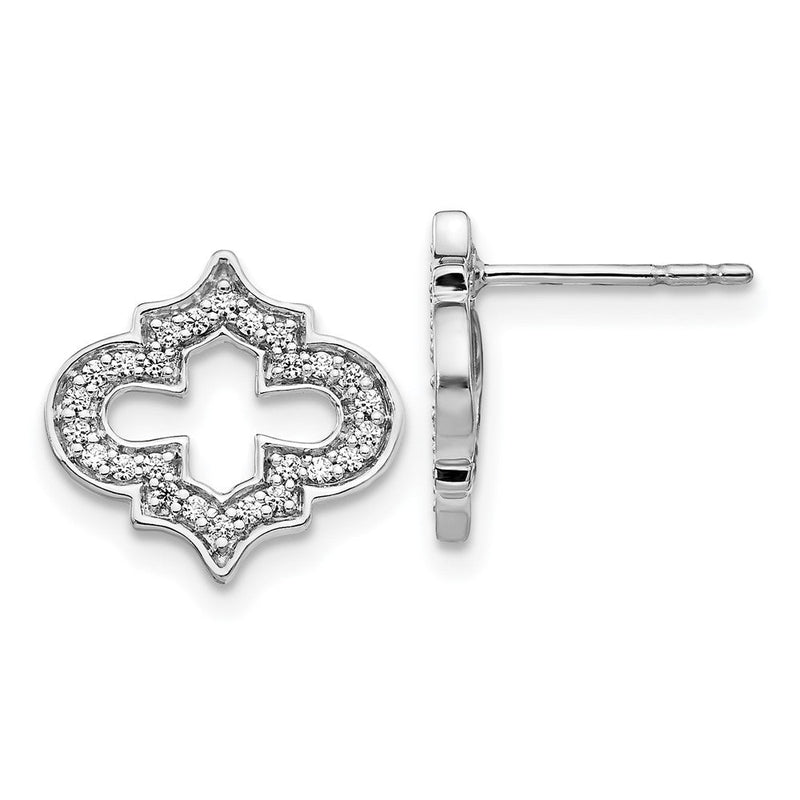 14K Weißgold Diamant-Ohrstecker mit Fantasie-Fassung