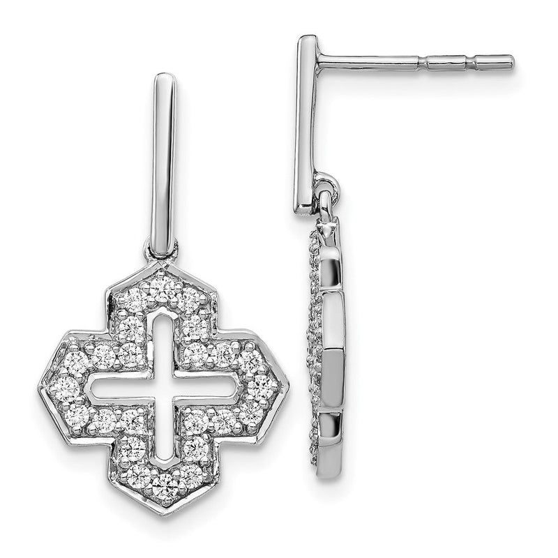 14K Weißgold Fancy-Ohrhänger mit echten Diamanten