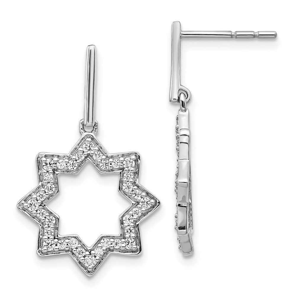 14K Weißgold Diamant-Ohrhänger mit Fantasie-Stern-Design, echte Diamanten