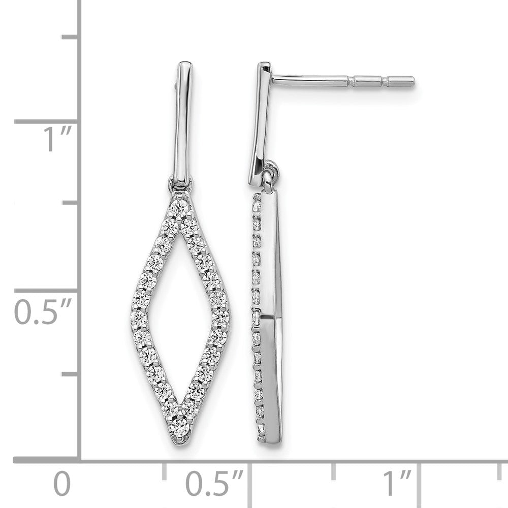 14K Weißgold Ohrhänger mit echten Diamanten, ausgefallenes Design