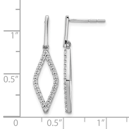 14K Weißgold Ohrhänger mit echten Diamanten, ausgefallenes Design
