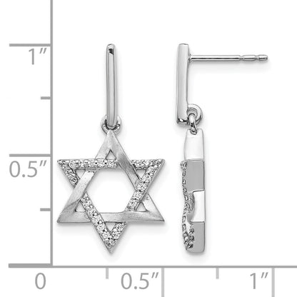 14K Weißgold Ohrhänger Davidstern mit echten Diamanten