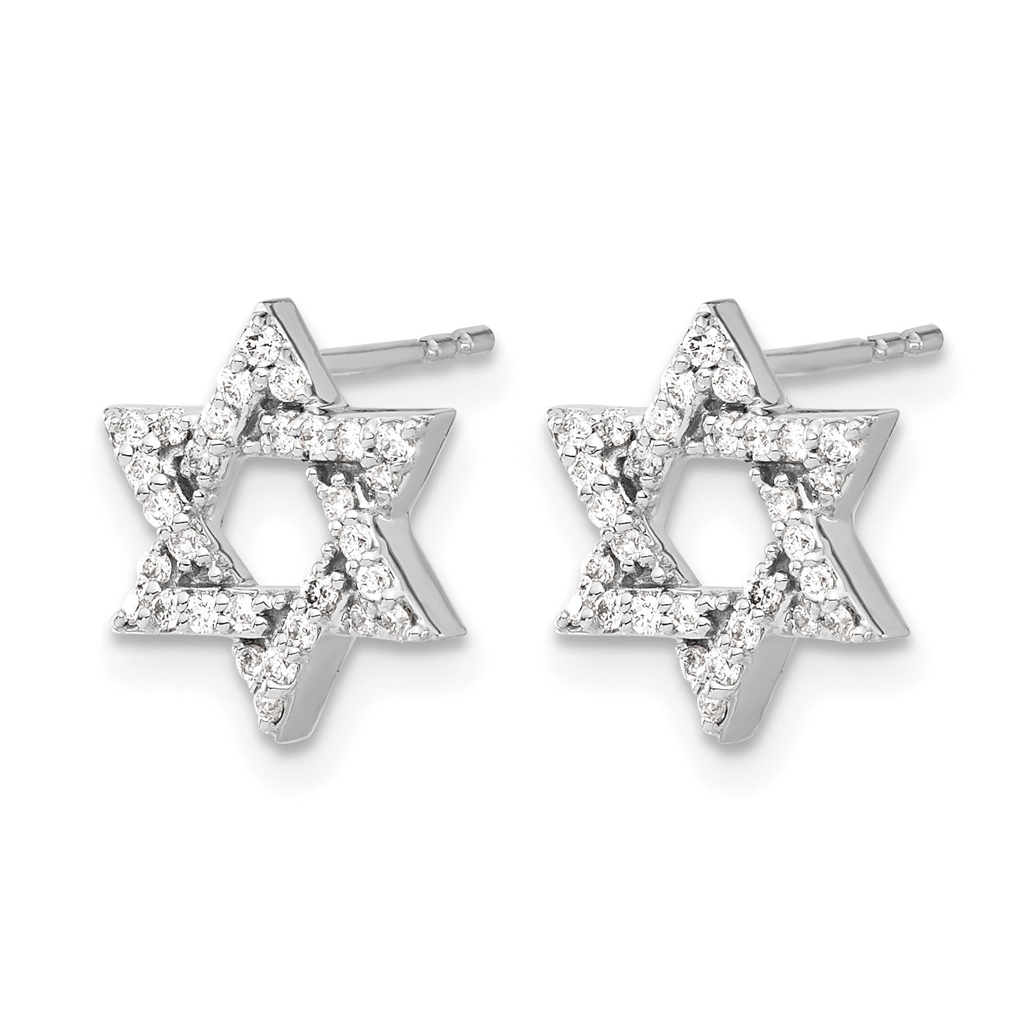 14K Weißgold Ohrringe mit echten Diamanten, Davidstern